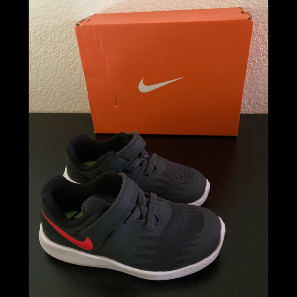 NEW NIKE STAR RUNNER SNEAKERS (TDV) 8C 9C 10C 907255007 ANTHRACITE/RED ORBIT BLK